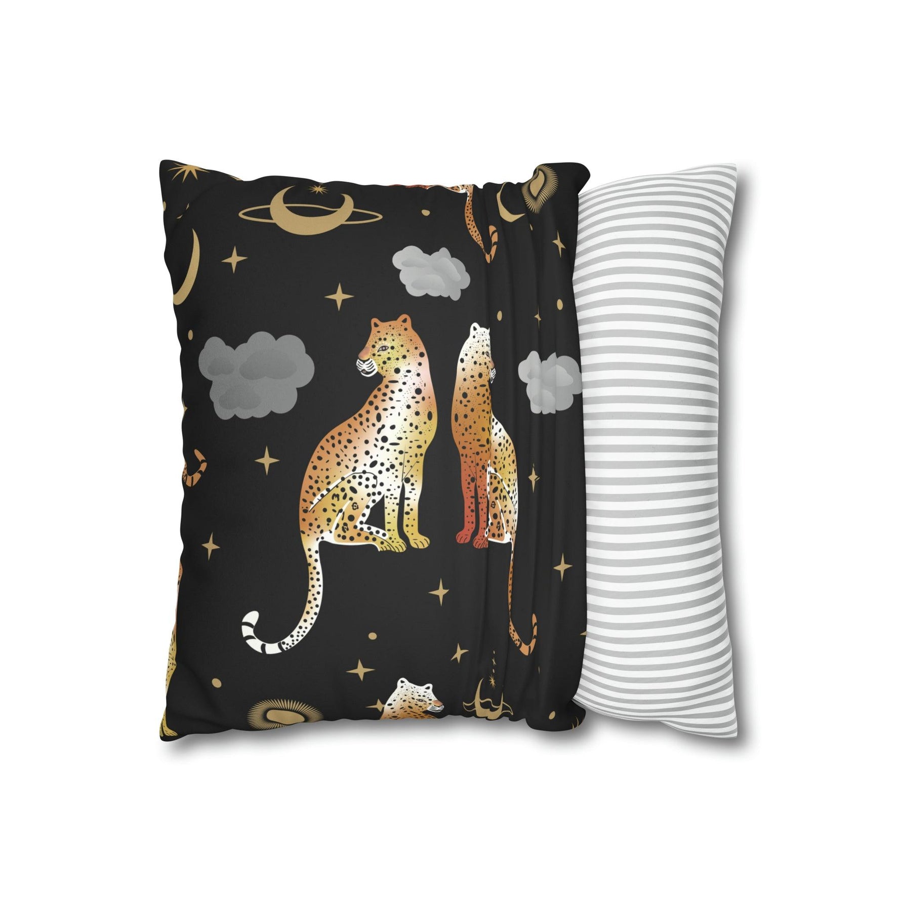 Leopard Pair Faux Suede Square Pillow Case