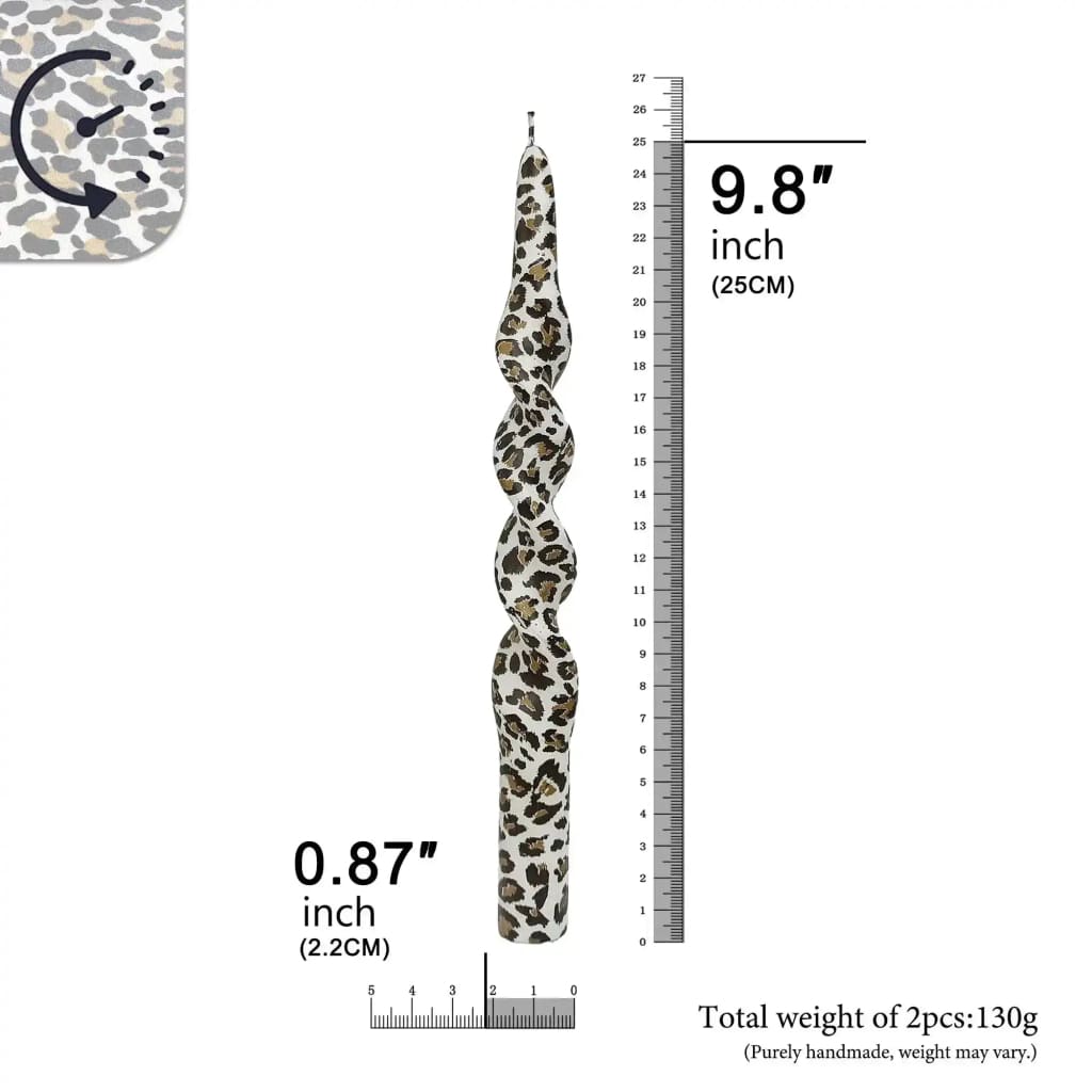 Leopard-Patterned Handmade Spiral Stick Candle - MAIA HOMES