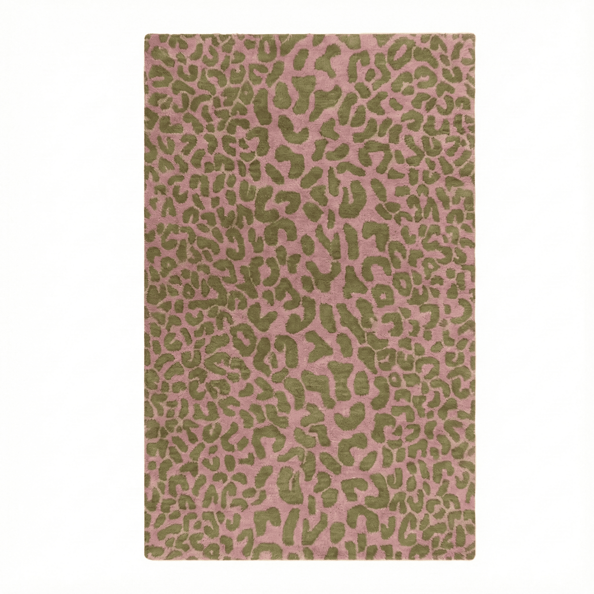 pin and gold leopard print hand tufted rug