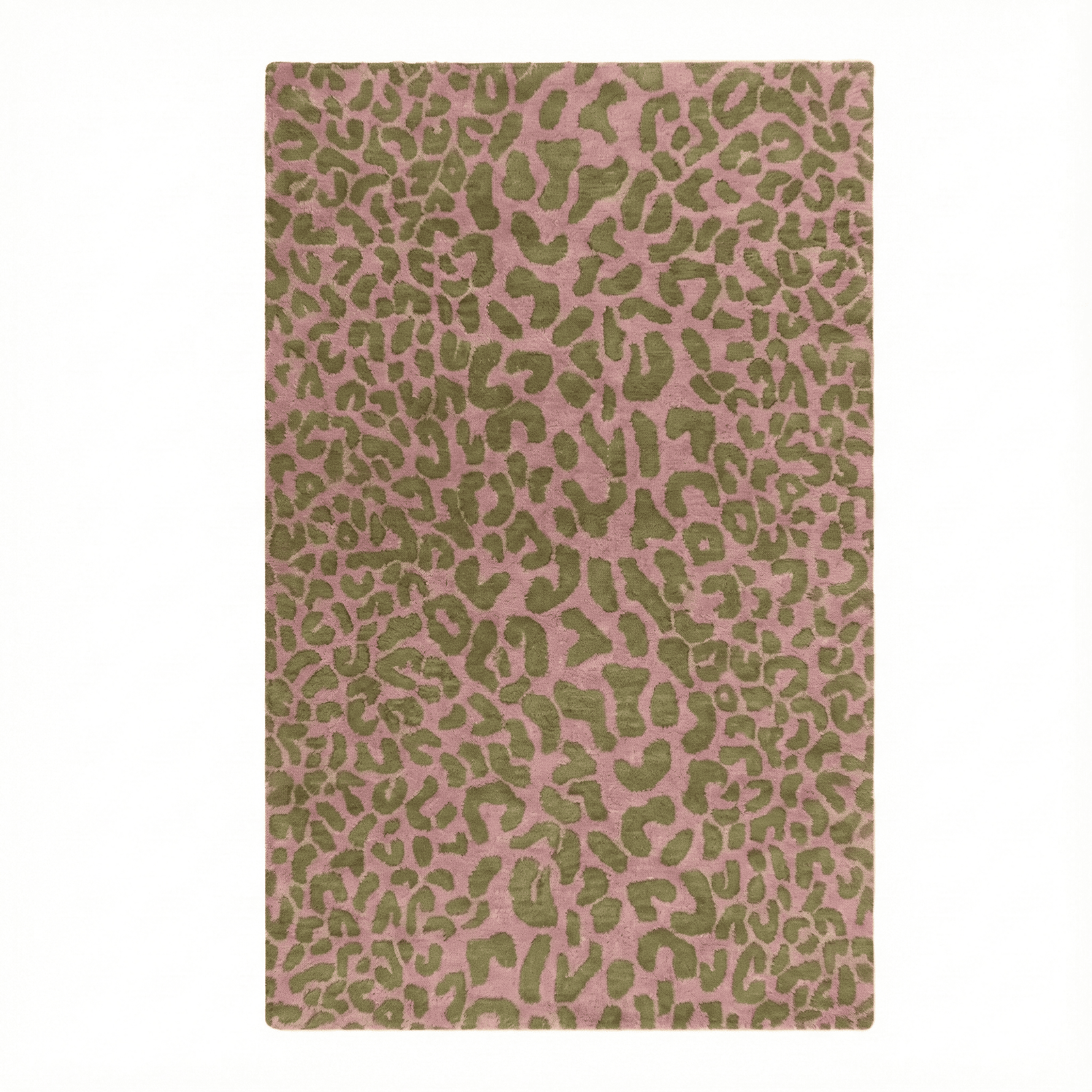 pin and gold leopard print hand tufted rug