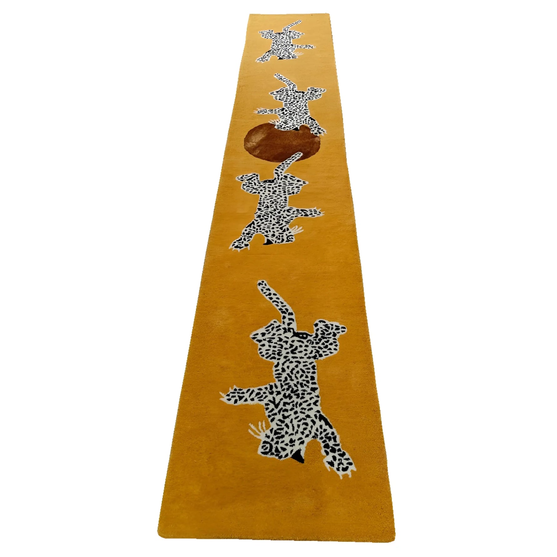 Leopards on Silk Road Tufted Wool Rug Runner