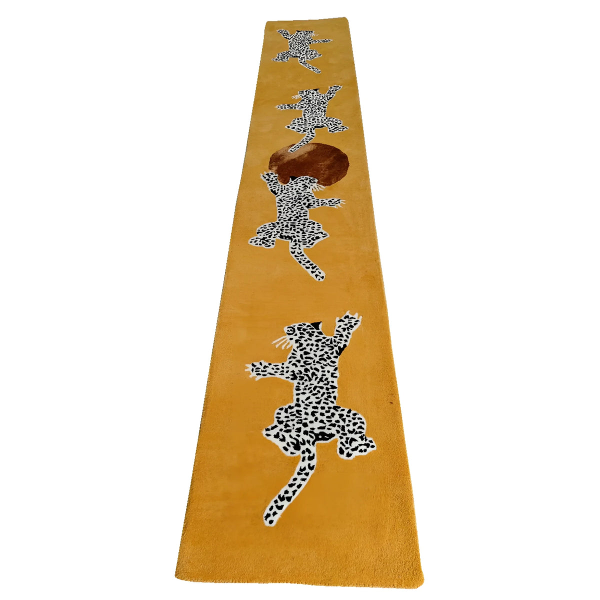 Leopards on Silk Road Tufted Wool Rug Runner