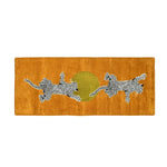 Leopards on Silky Road Hand Tufted Wool Rug Runner - Orange