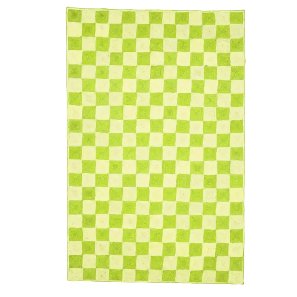 A light green checker jute rug perfect for adding a touch of style to your living room or office. This area rug features a vibrant checker pattern, ideal for those seeking living room area rugs that blend natural textures with modern design.