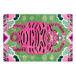 A vibrant light green area rug featuring an abstract pink tiger design, perfect for adding a bold touch to bedrooms and offices. This vintage-style hand-tufted wool rug showcases intricate patterns, making it an ideal choice for those seeking unique bedroom rugs.