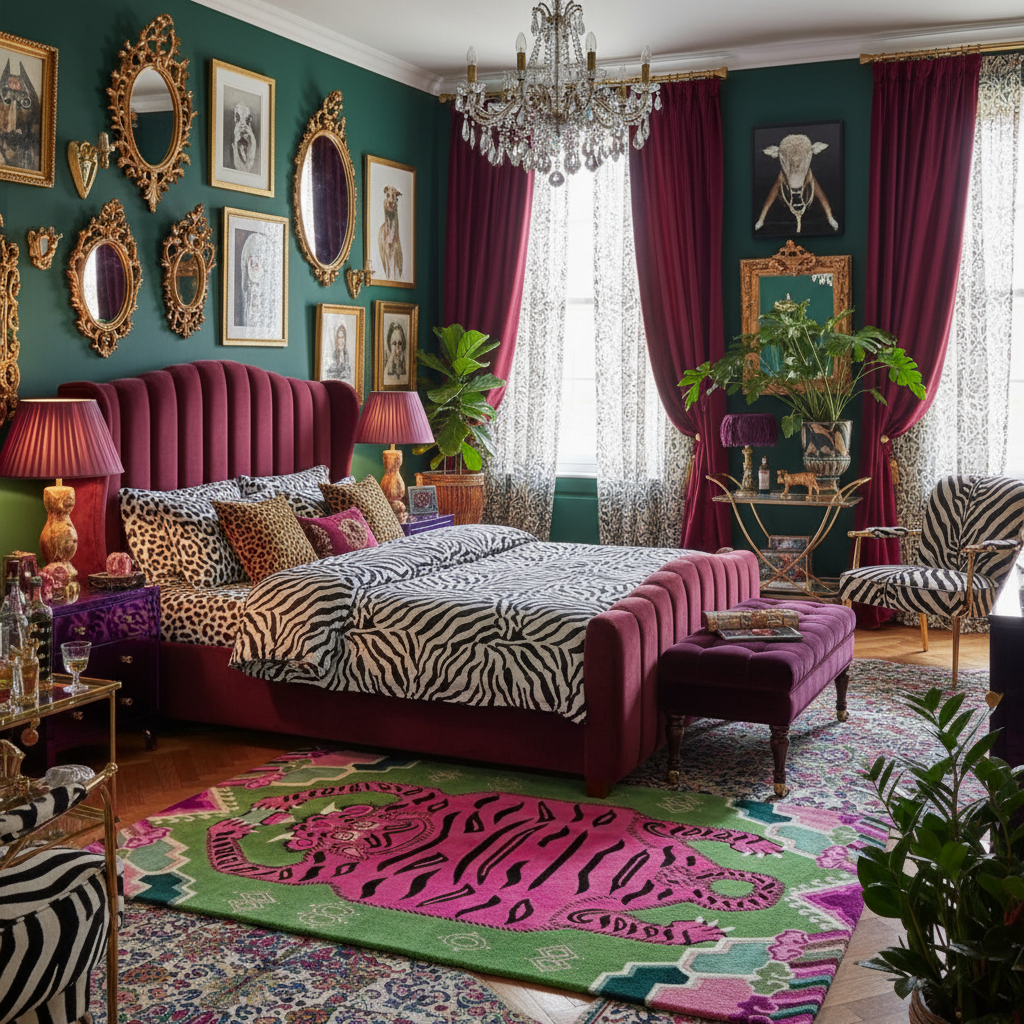 Light Green Oriental Tiger Hand Tufted Wool Rug