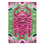 Light Green Oriental Tiger Hand Tufted Wool Rug