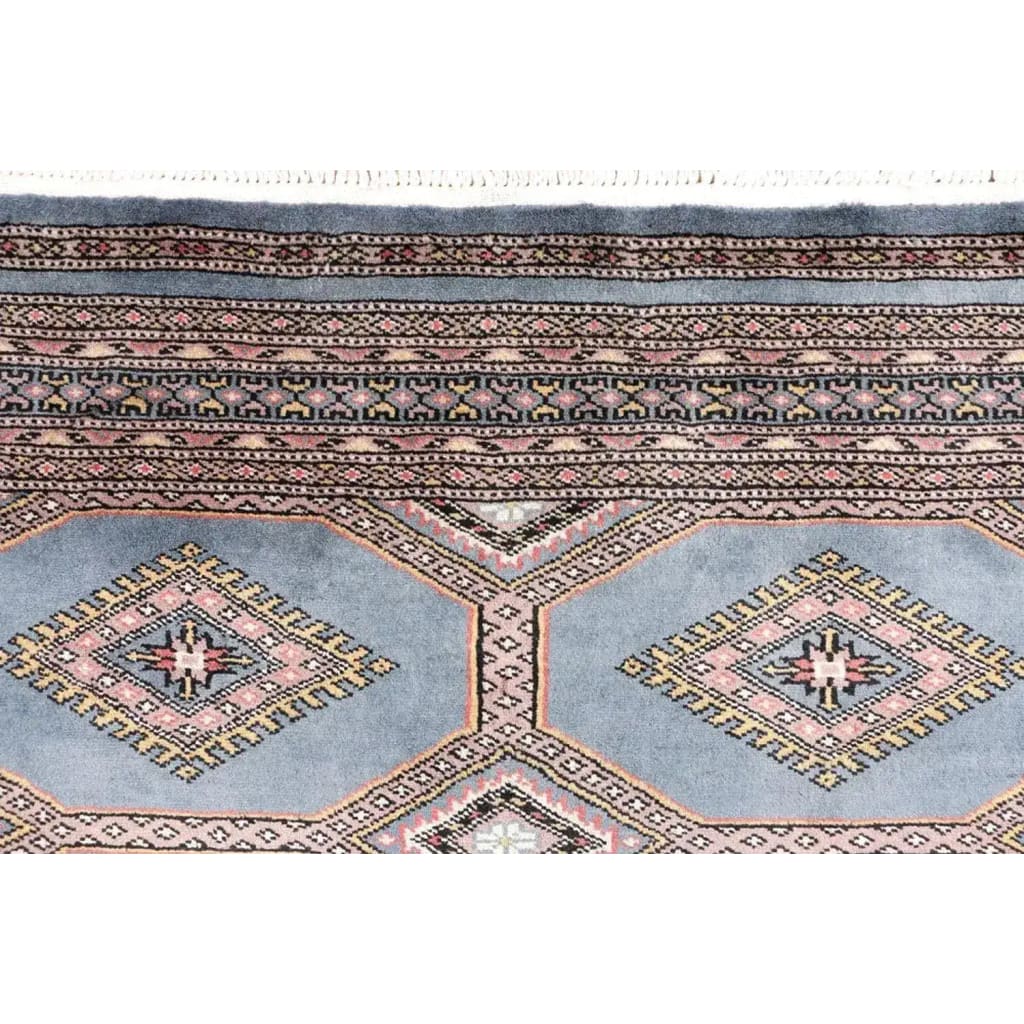 Close-up view of a Light Slate Grey Rajasthani Hand Knotted Area Rug, showcasing intricate patterns and textures. Ideal for adding warmth and style to area rugs for living room, especially in an 8x10 size.