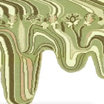 Close-up view of a lime green melting traditional Persian hand-tufted wool area rug, showcasing intricate floral patterns and wavy lines. Perfect for adding a unique touch to dining room or living room area rugs.