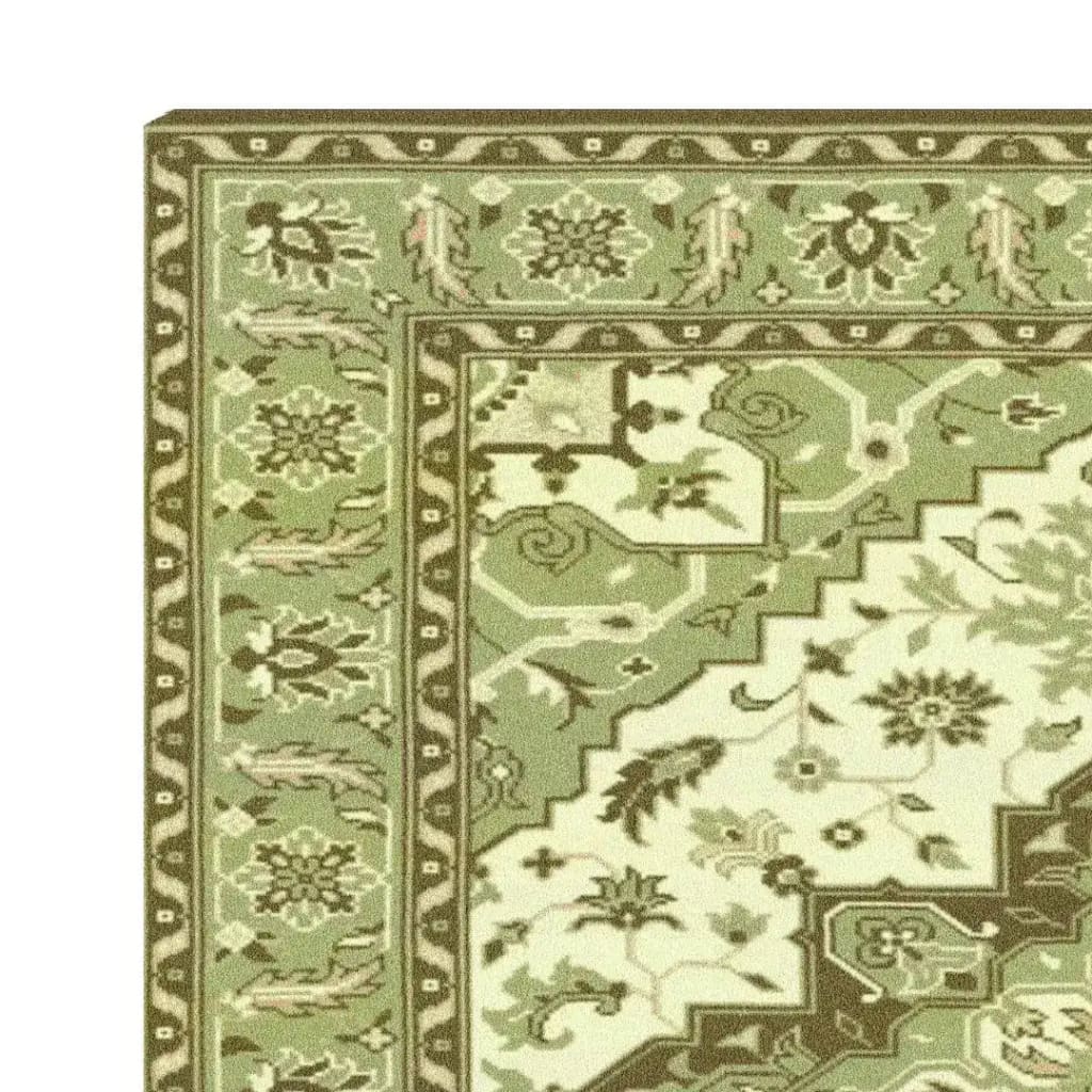 Close-up of a Lime Green Melting Traditional Persian Hand Tufted Wool Rug, showcasing intricate floral patterns and classic border designs. Perfect for adding elegance to your dining room or living room, this area rug enhances any space with its timeless Persian charm.