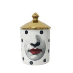 Lina Cavalieri Face Ceramic Jar with Gold Lid