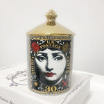 Lina Cavalieri Face Ceramic Jar with Gold Lid D