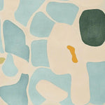 A beautifully crafted area rug featuring an abstract design with light blue, beige, and dark green shapes. This contemporary rug, made from high-quality wool, is perfect for adding a modern touch to your living space. Ideal as a living room rug with its 8x10 size.