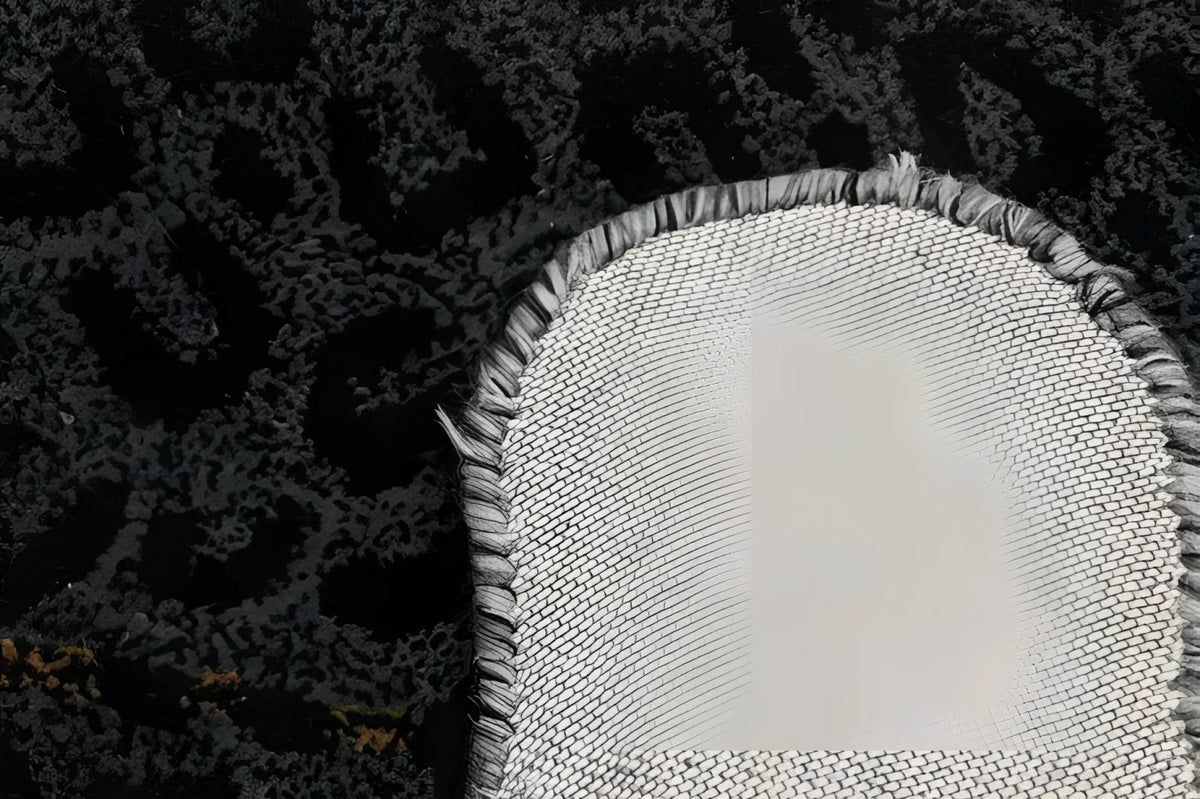 Close-up view of the Little Black Leopard Hand Tufted Wool Rug showcasing its intricate texture and durable backing, perfect for enhancing living room decor. This large area rug, crafted from high-quality wool, adds a touch of elegance to any living room space.