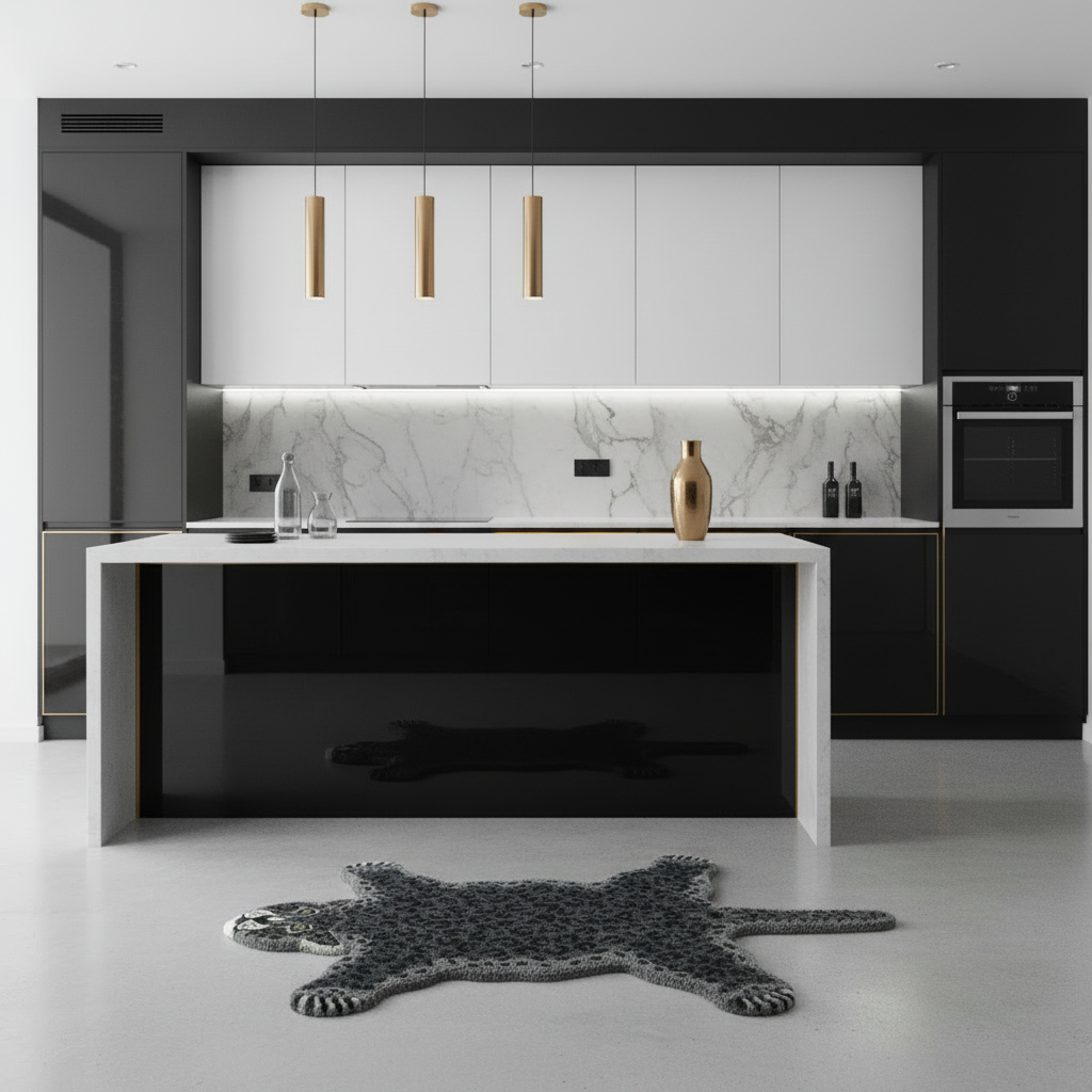 Little Black Leopard Hand Tufted Wool Rug