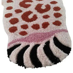 Close-up view of the Little Pink Leopard Hand Tufted Wool Rug, showcasing its unique pink and brown leopard print design. This area rug is perfect for adding a touch of style to any bedroom or living room, available in an 8x10 size. Ideal for those seeking a luxurious wool rug for their home decor.