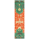 A vibrant wool area rug showcasing an intricate floral design with lotus motifs in green and orange tones, perfect for large living room or bedroom spaces. This vintage-inspired rug adds a touch of elegance to any living room or as a statement piece in rugs for bedroom.