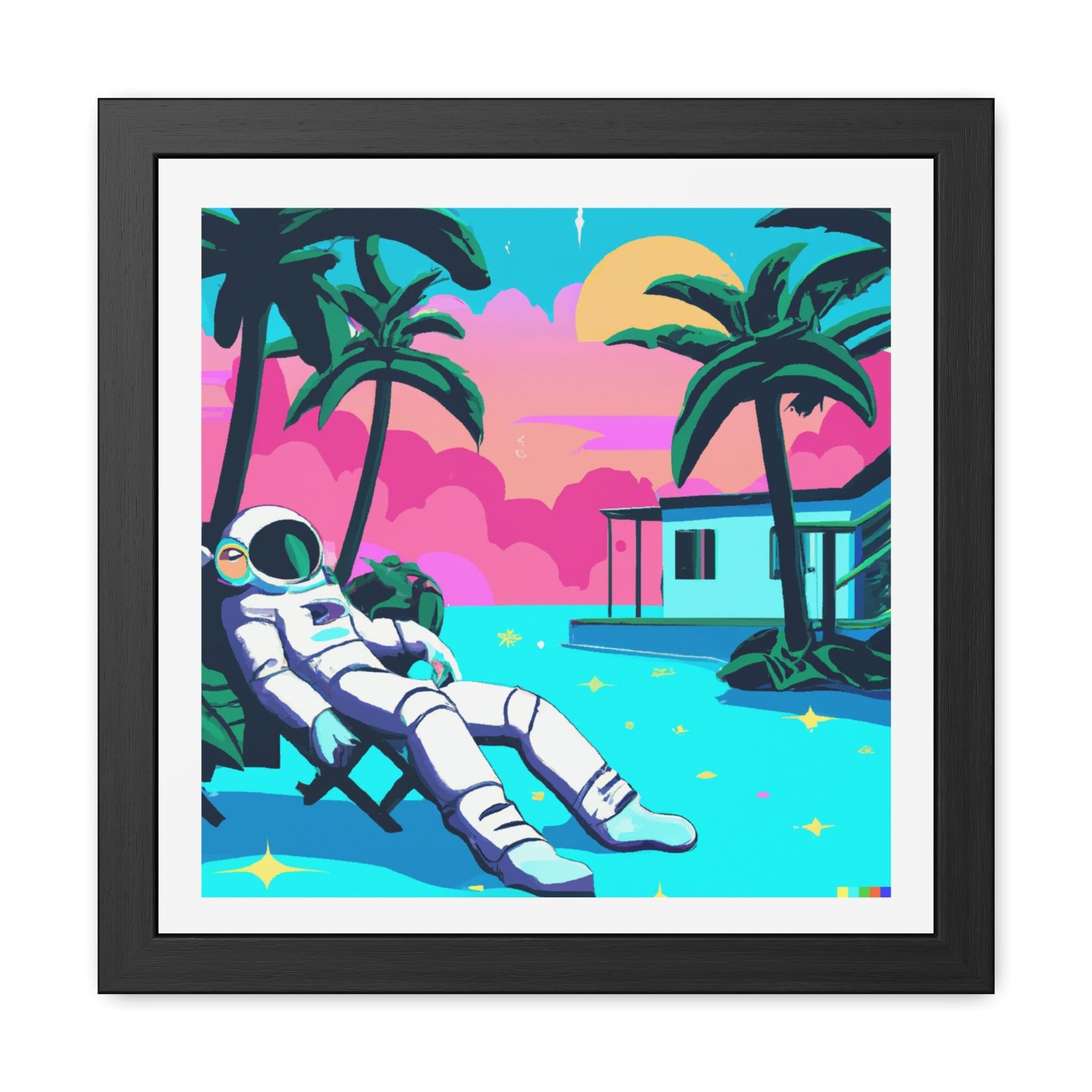Lounging Astronaut Framed Poster Wall Art - MAIA HOMES