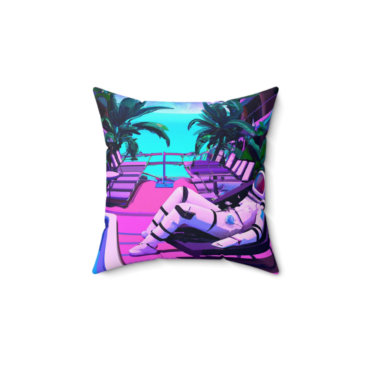 Lounging Astronaut Printed Throw Pillow