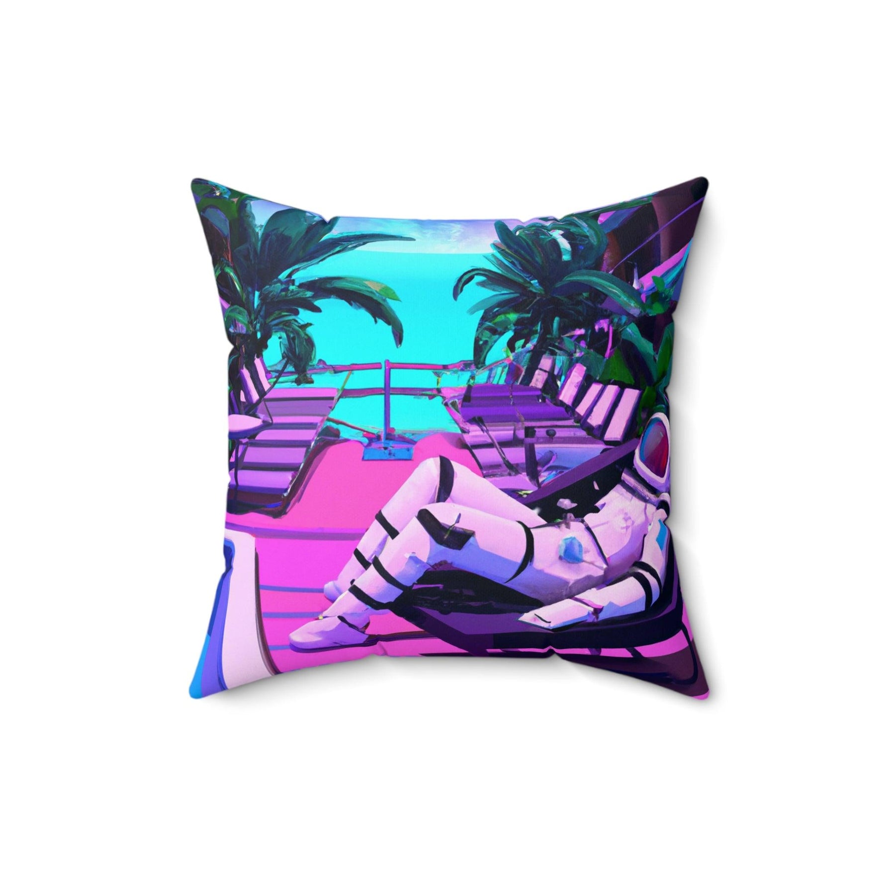 Lounging Astronaut Printed Throw Pillow