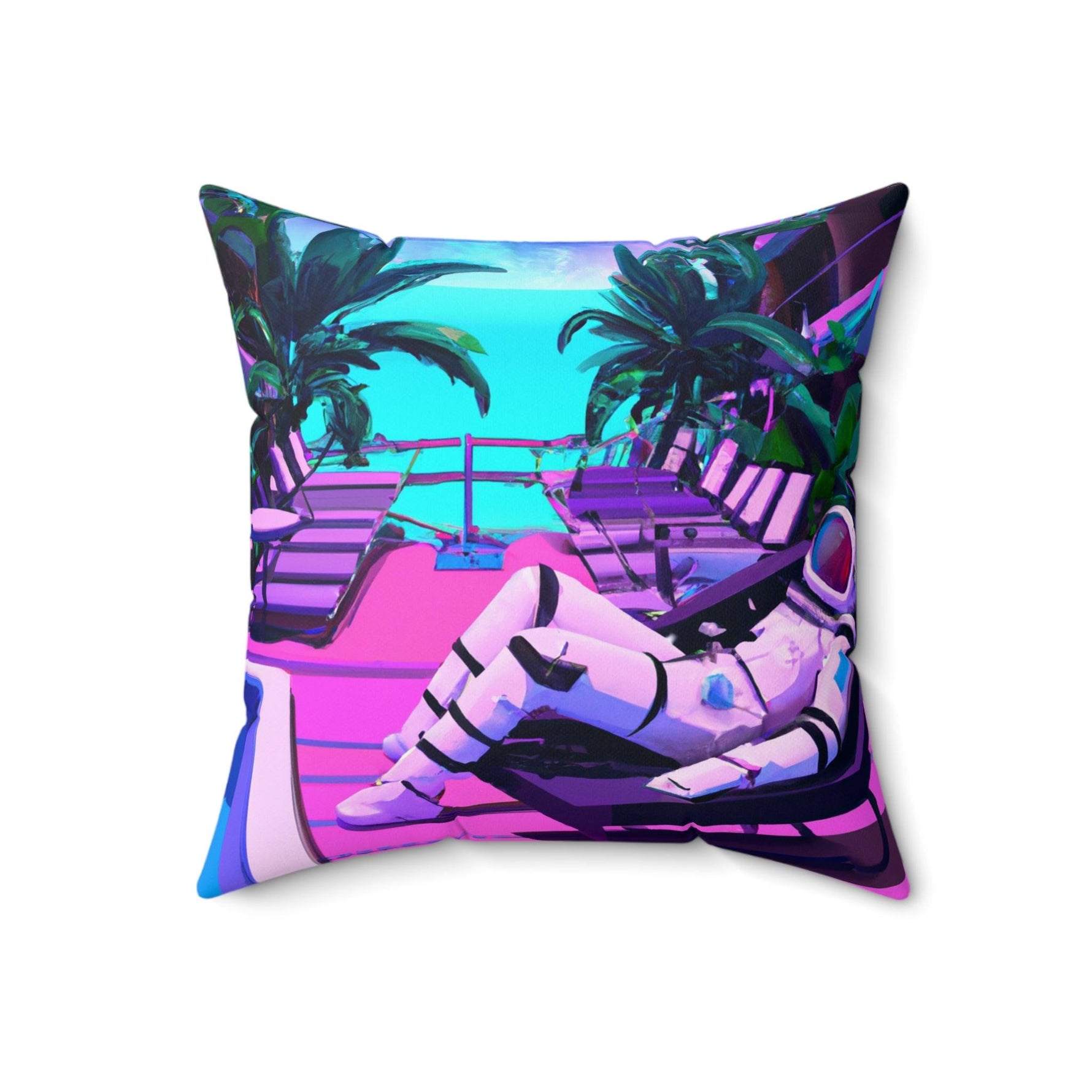 Lounging Astronaut Printed Throw Pillow