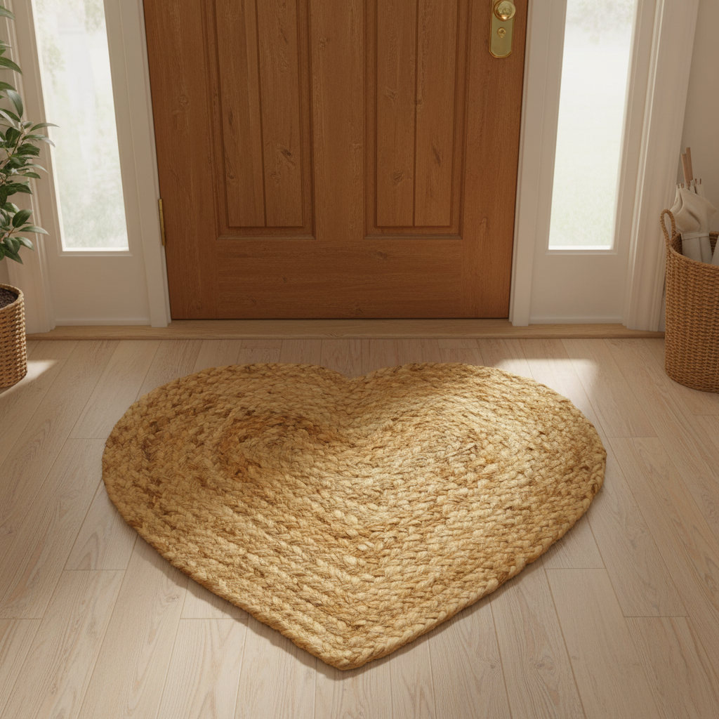 Love Heart Shape Jute Rug