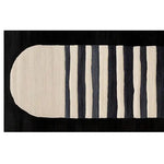 Top view of the Lunar Horizon Hand Tufted Wool Rug showcasing its contemporary design with bold black and white stripes. Perfect as a runner rug for kitchens or hallways, this wool rug adds a modern touch to any space, making it ideal for kitchen runner rugs or bathroom runner rugs.