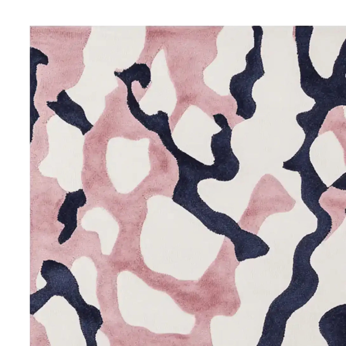 This Lush Fragment Field Hand Tufted Area Rug features a contemporary abstract design with soft pink, dark blue, and cream tones. Made from high-quality wool, this rug is perfect for adding a modern touch to your living room. Ideal for spaces needing an 8x10 size, it's both stylish and functional.