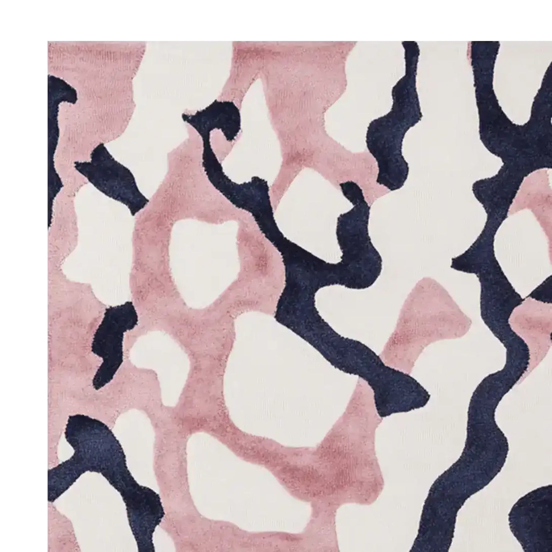 This Lush Fragment Field Hand Tufted Area Rug features a contemporary abstract design with soft pink, dark blue, and cream tones. Made from high-quality wool, this rug is perfect for adding a modern touch to your living room. Ideal for spaces needing an 8x10 size, it's both stylish and functional.