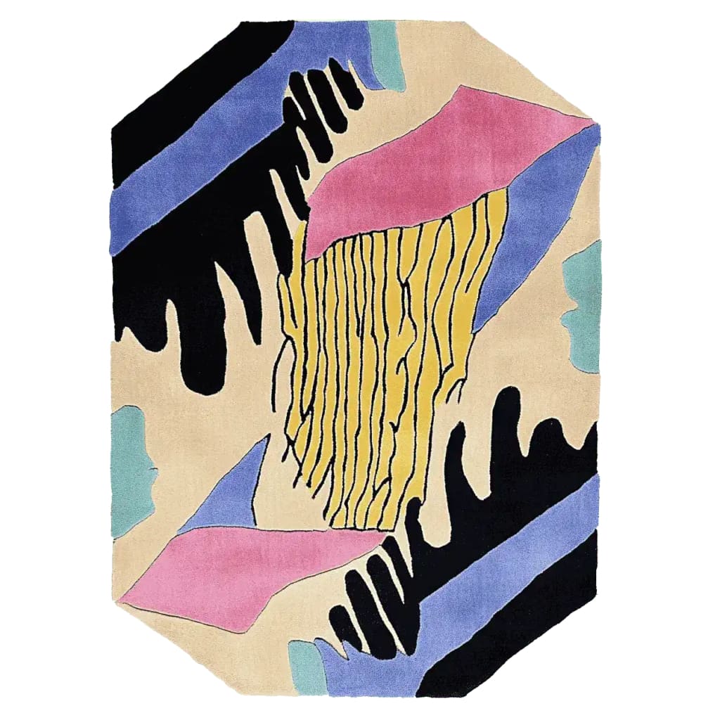 Discover the vibrant Lush Lines Hand Tufted Area Rug, a contemporary wool rug perfect for large living rooms. This abstract design features bold colors and dynamic patterns, offering a modern touch to your living space.