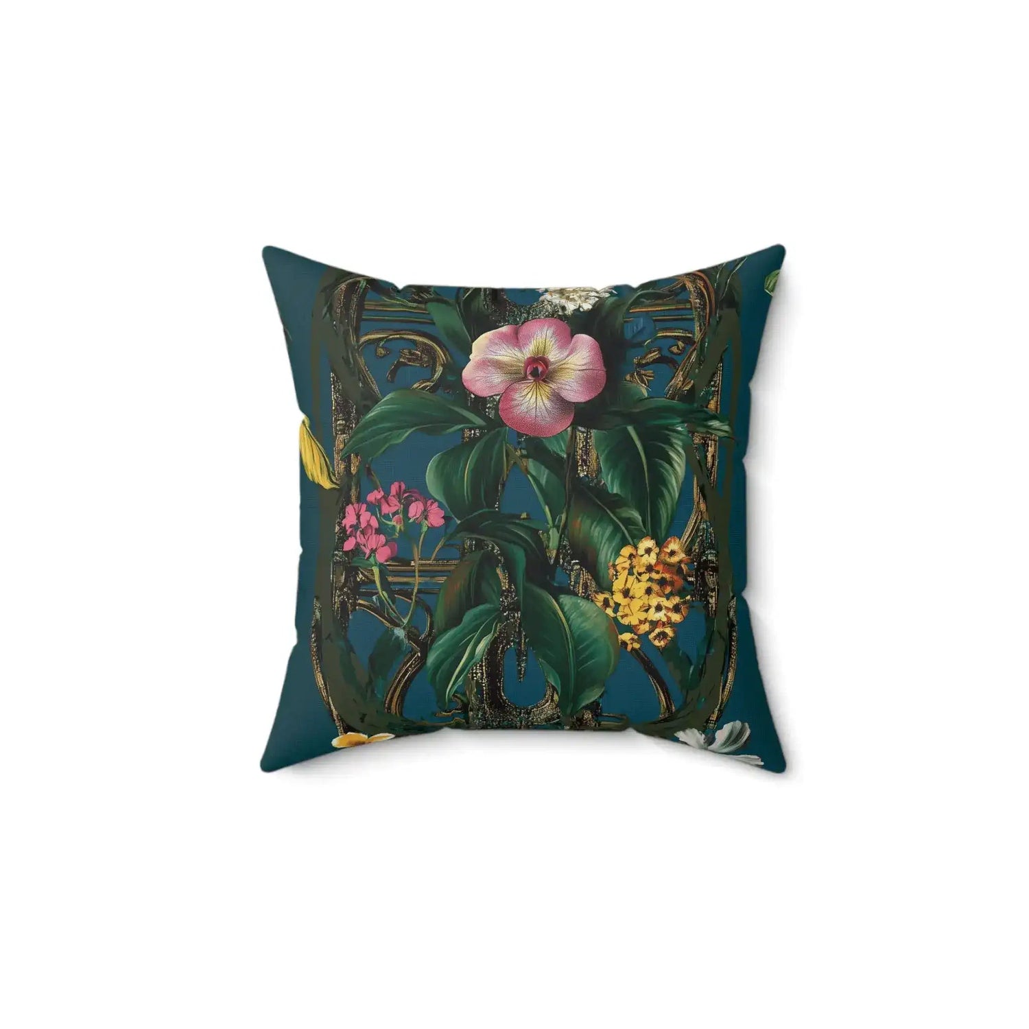 Lush Orchid and Tropical Floral Throw Pillow