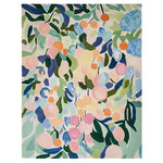 Vibrant Lush Painted Meadow Hand Tufted Area Rug featuring a colorful abstract floral design. This contemporary wool rug showcases an array of pastel and bold hues, ideal for adding a fresh touch to your living room. Perfect for those seeking large living room rugs with a unique artistic flair.