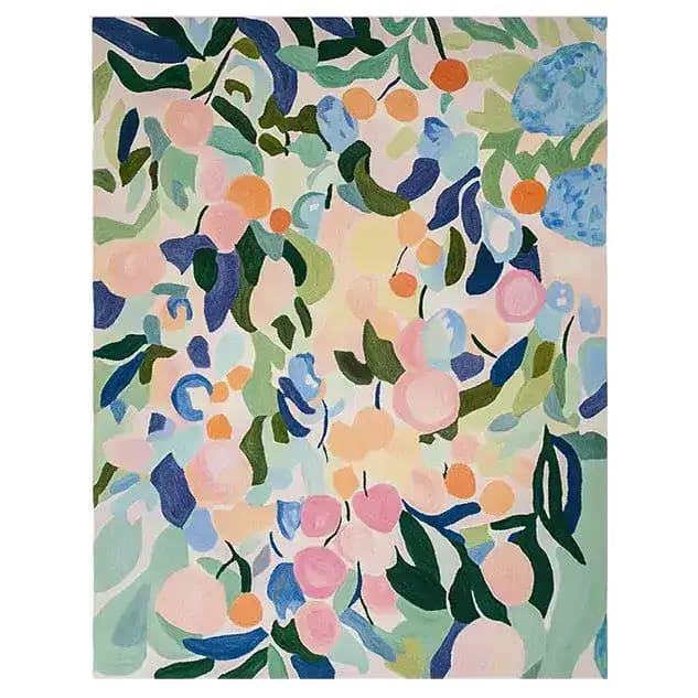 Vibrant Lush Painted Meadow Hand Tufted Area Rug featuring a colorful abstract floral design. This contemporary wool rug showcases an array of pastel and bold hues, ideal for adding a fresh touch to your living room. Perfect for those seeking large living room rugs with a unique artistic flair.