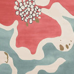 Top view of the Lush Petal Mirage Hand Tufted Area Rug showcasing its contemporary abstract design with vibrant pink and blue hues, crafted from high-quality wool. This 8x10 living room rug adds a modern flair to any space, making it an ideal choice for area rugs in living rooms.