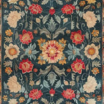 This vibrant Lush Petals Hand Tufted Area Rug showcases a stunning floral design in rich reds, yellows, and blues against a dark background. Perfect for adding a vintage touch to your living room or dining room, this wool rug enhances any space with its intricate patterns and warm hues.