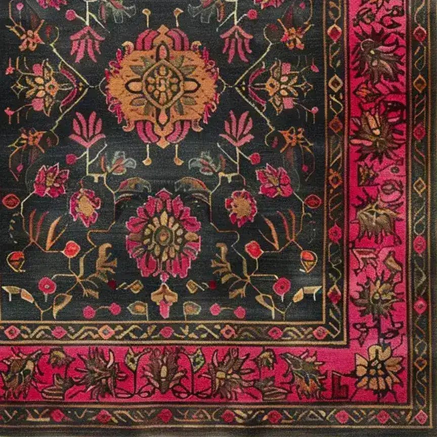 A luxurious hand-knotted area rug featuring a vintage Persian design with intricate floral patterns in rich crimson and gold tones. The rug's elegant border frames the central motif, making it an ideal statement piece for living room rugs 8x10.