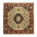 Luxe Floral Medallion Hand Knotted Area Rug showcasing a stunning vintage Persian design. This square rug, perfect for living rooms, features intricate floral patterns in rich colors, ideal as an 8x10 wool rug centerpiece.