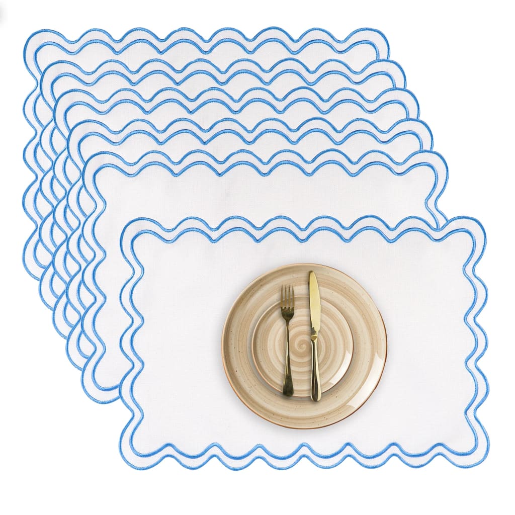 Luxurious Blue Scalloped Placemats