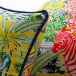 Colorful throw pillow featuring a luxurious lemon design with zebra and tropical motifs, perfect for adding a vibrant touch to any decor.