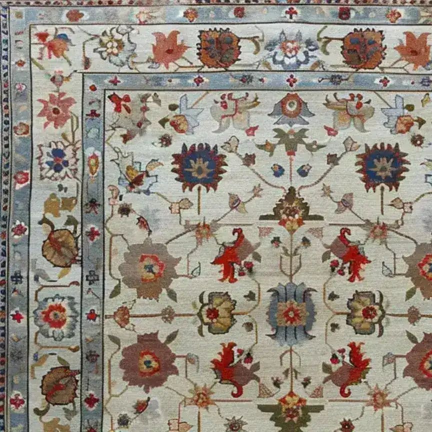 Luxurious Petal Weave Hand Knotted Area Rug featuring a vintage floral design with intricate details, perfect for adding elegance to any living room. This 8x10 Persian-style rug showcases a harmonious blend of colors, making it a standout piece among vintage rugs.