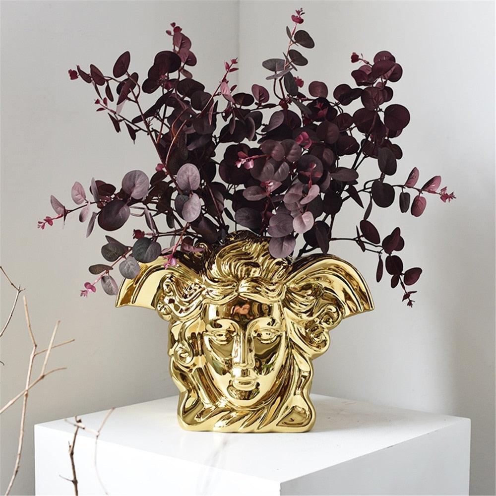 Luxurious Shiny Angel Face Decorative Vase