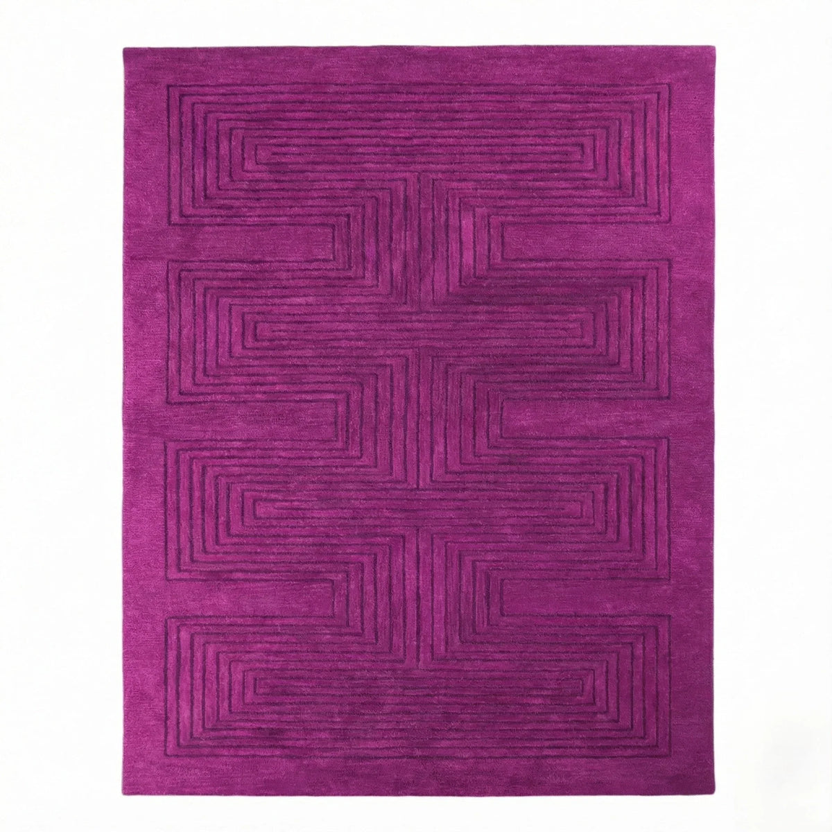 Magenta Artic Geo Modern Hand Tufted Wool Rug — Custom 4' × 7'