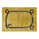 Top view of the Magic Snake Gold Lush Hand Tufted Wool Rug, a luxurious area rug perfect for large living rooms or office spaces. This vintage wool rug features an intricate snake design on a rich gold background, adding elegance to any living room or office decor.