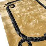 Luxurious Magic Snake Gold Lush Hand Tufted Wool Rug featuring a striking snake pattern on a golden background. Perfect for adding a touch of elegance to large living rooms or vintage-themed offices, this area rug combines style and comfort, making it an ideal choice for both living room and office spaces.