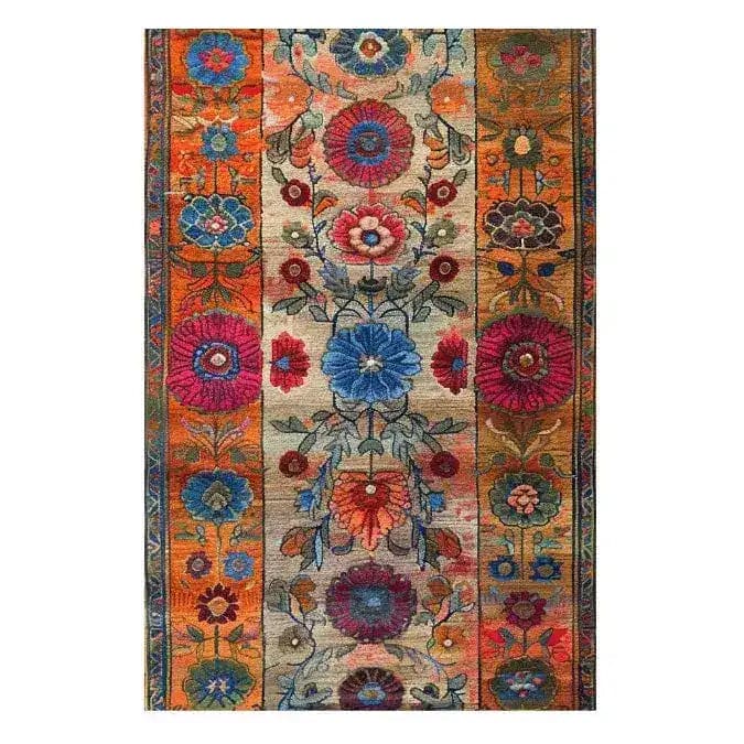 Vibrant Maharaja Garden Hand Tufted Area Rug featuring an intricate floral design with rich, colorful patterns ideal for dining room or bedroom decor. This wool rug is perfect for adding a touch of elegance to any bedroom space.