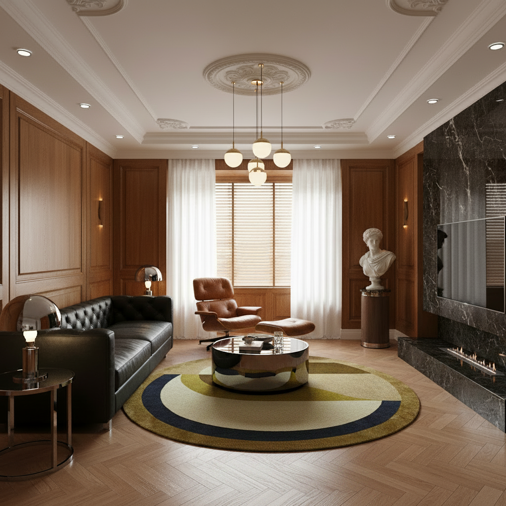 Maia Golden Brown Round Hand Tufted Wool Rug