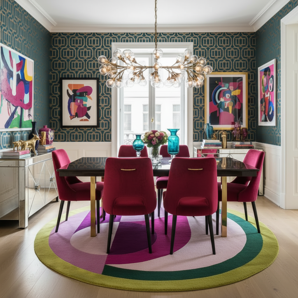 Maia Golden Pink Round Hand Tufted Wool Rug