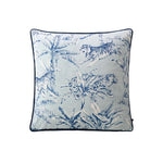 Exquisite jungle-print throw pillow featuring tigers and foliage in blue tones, perfect for adding a tropical touch to your decor.