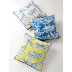 Exquisite jungle-print throw pillows featuring vibrant tiger and tropical leaf designs, perfect for home decor.