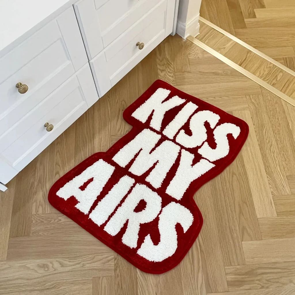 Maia Homes Red Kiss My Airs Handmade Bath Mat